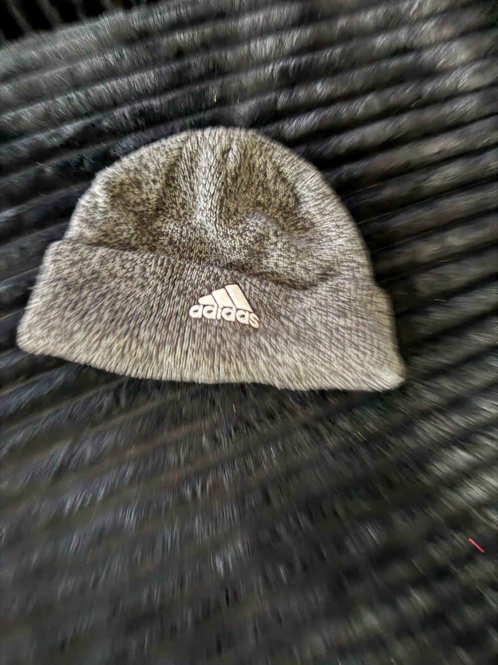 adidas Heather Gray Knit Cuffed Beanie with White Logo